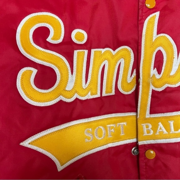 Vintage Delong Simpson college softball jacket USA Snap Button Jacket size large - Picture 6 of 8